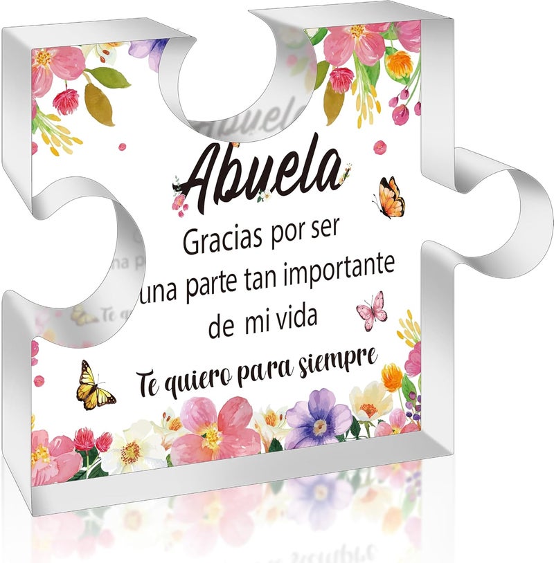 Yopyame Spanish Grandma Birthday Gifts - Regalos para Abuela Acrylic Puzzle Plaque Keepsake Paperweights Gifts for Grandma in Spanish Christmas Mothers Day Gift for Grandma from Granddaughter Grandson - Image 1